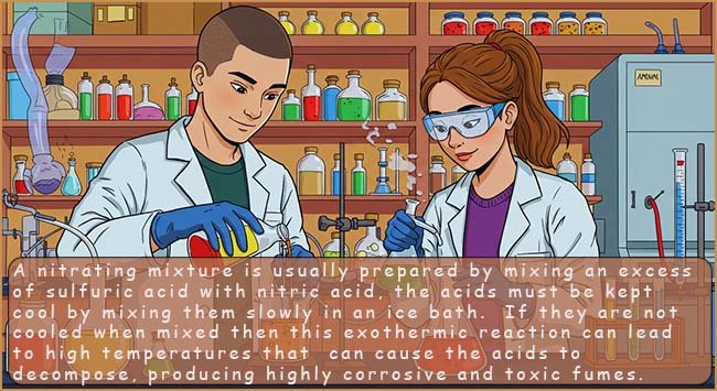 Students preparing a nitrating mixture.